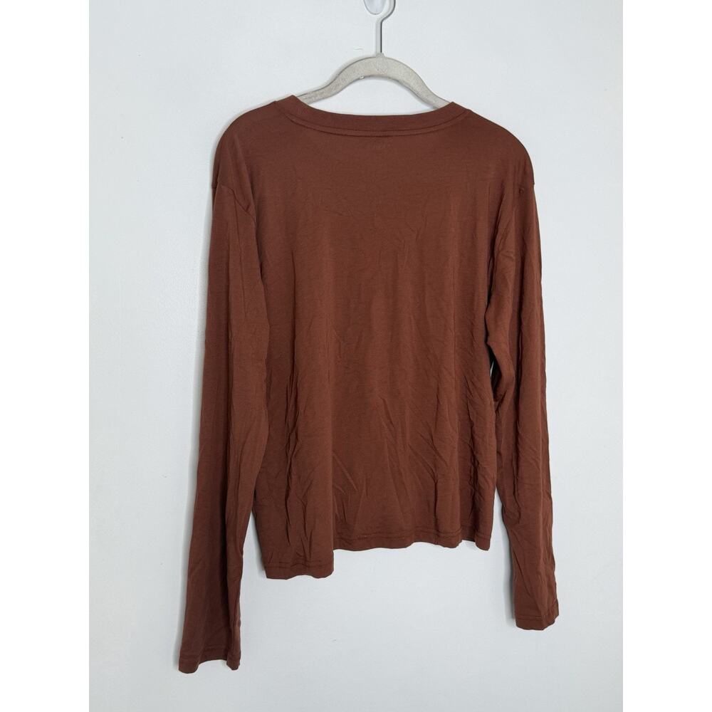 Quince Women Cotton Modal Relaxed Long Sleeve Tee Sleeved Top Brown M - Picture 5 of 5